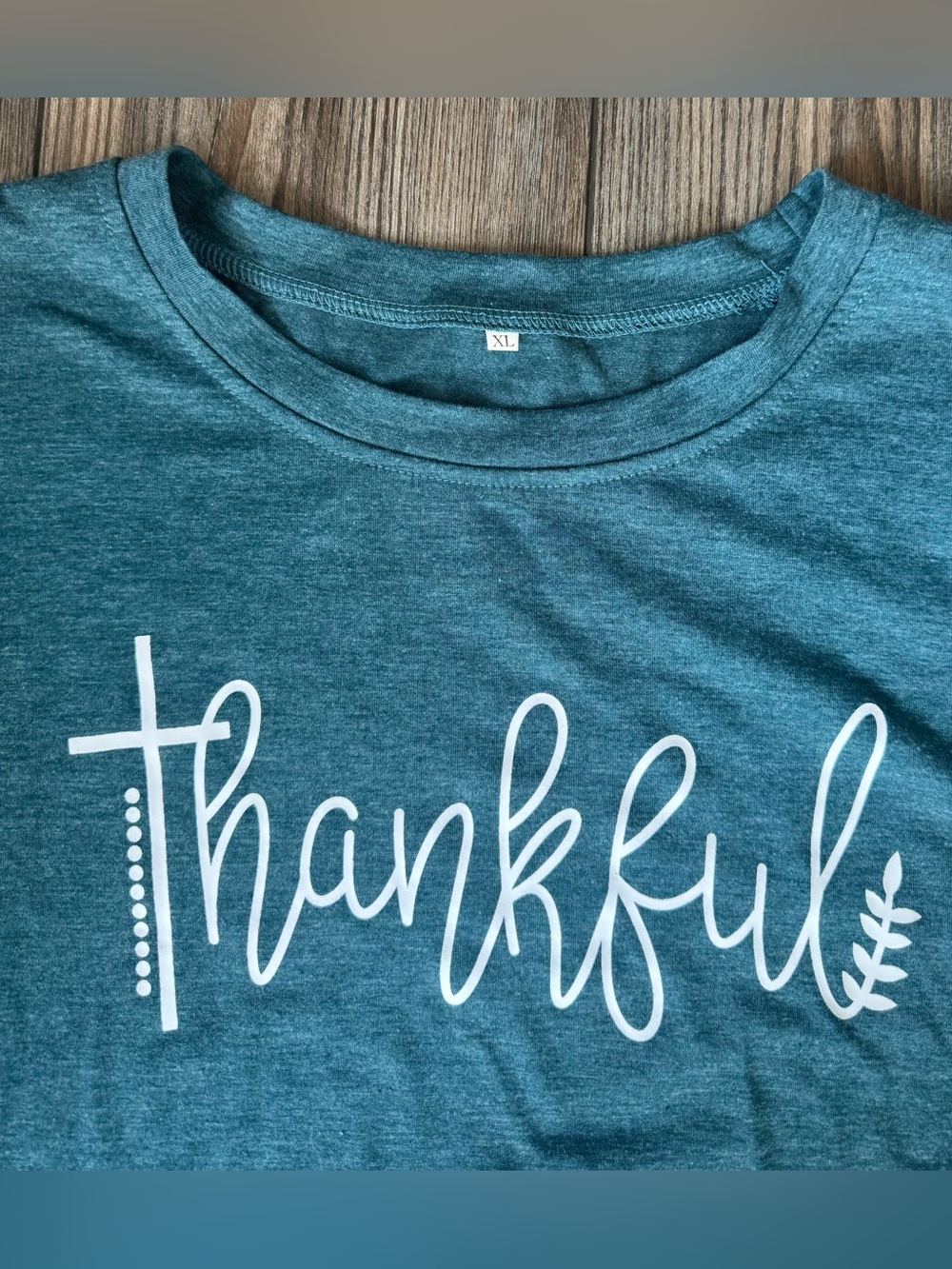 Thankful Graphic Tee - Women's green stretch Short Sleeve Top - Picture 2 of 6
